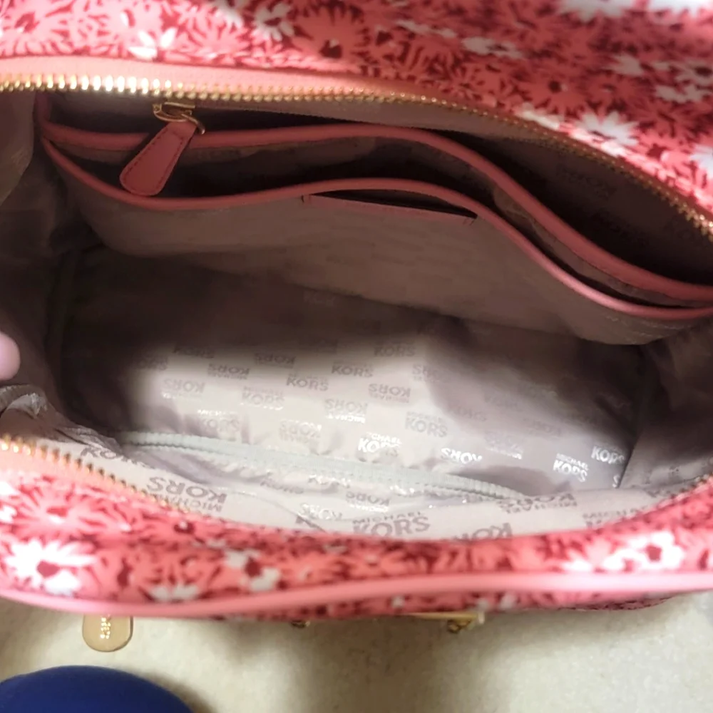 Michael Kors Pink Floral Print Backpack